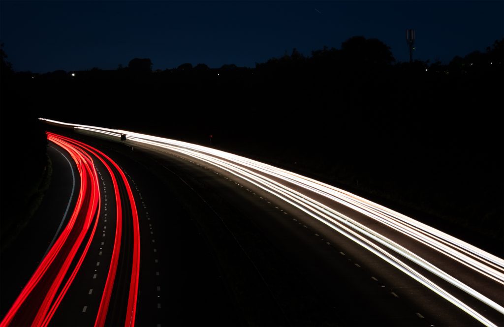 Night-time traffic on the motorway