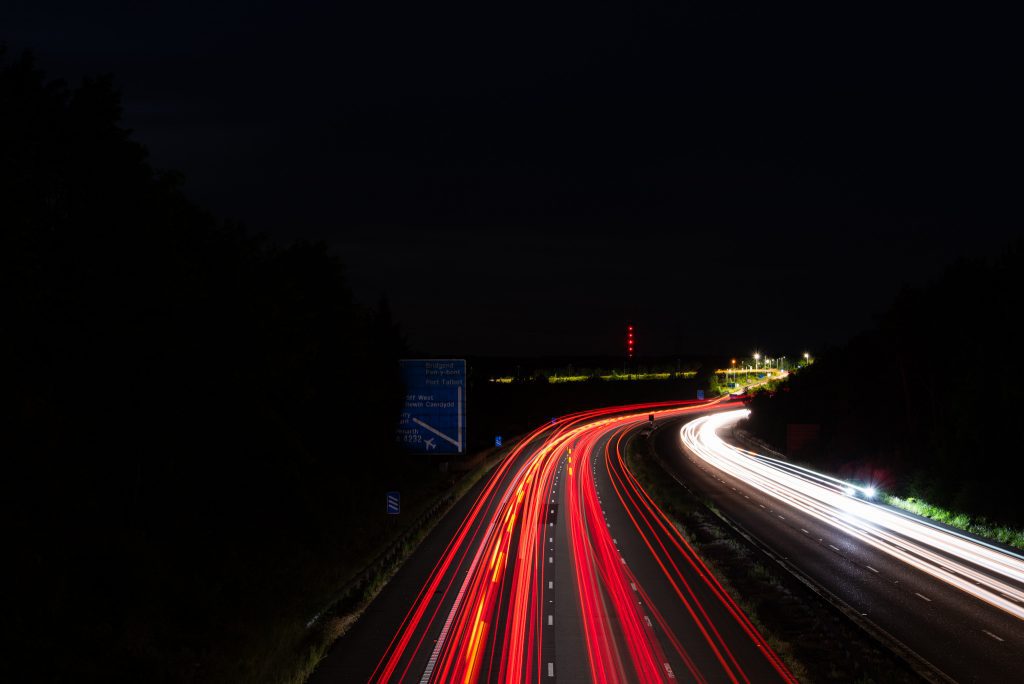 Night-time traffic on the motorway