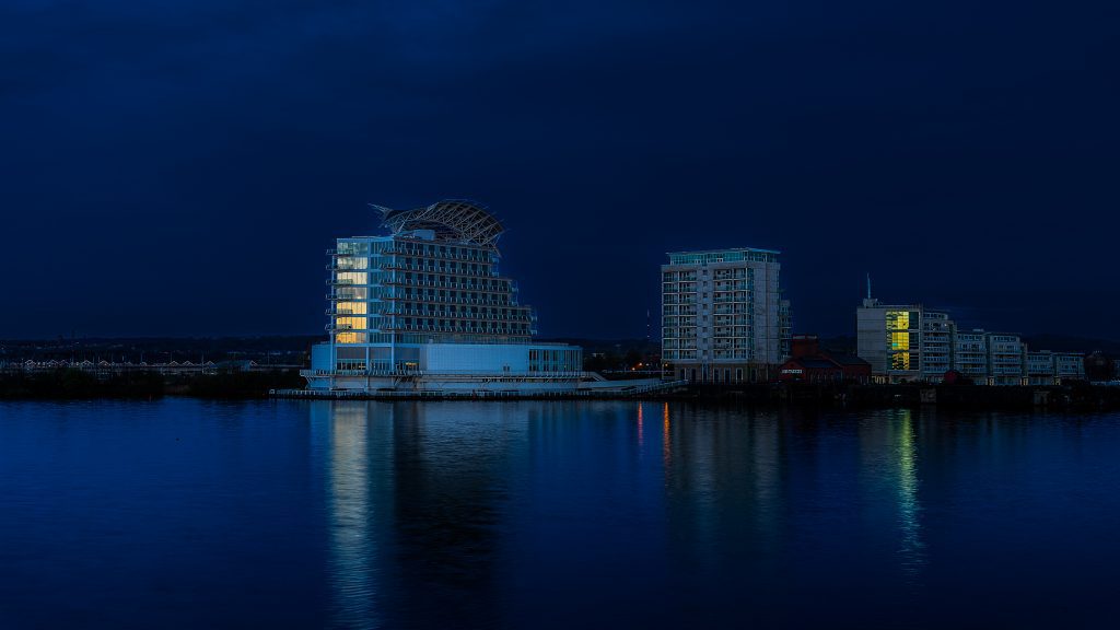 st david's hotel cardiff at night