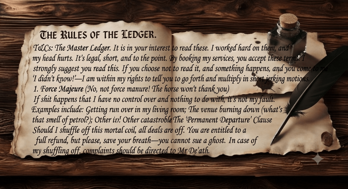 terms and conditions. the master ledger, one ledger to rule them all.