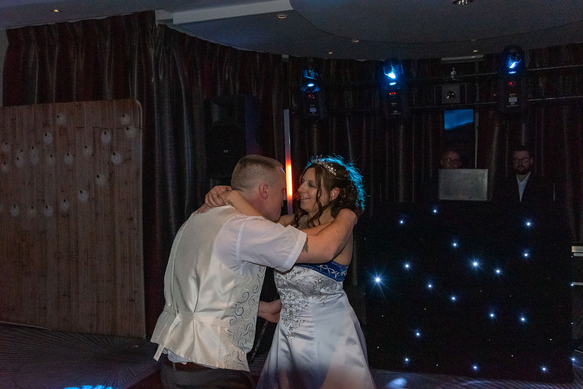 Bride and groom during the first stagger on their wedding day in South Wales, captured by alternative wedding photographer Charlie Hannah.