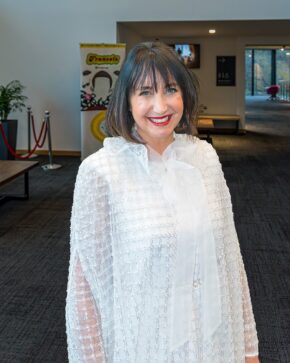 Lucy Owen poses for a portrait at the It's My Shout Awards shot by Charlie Hannah